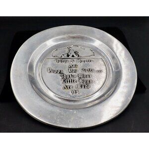 Pewtarex Pewter Plate "Snips & Snails Happy Boy Tails .." Boy Fishing Pole Dog